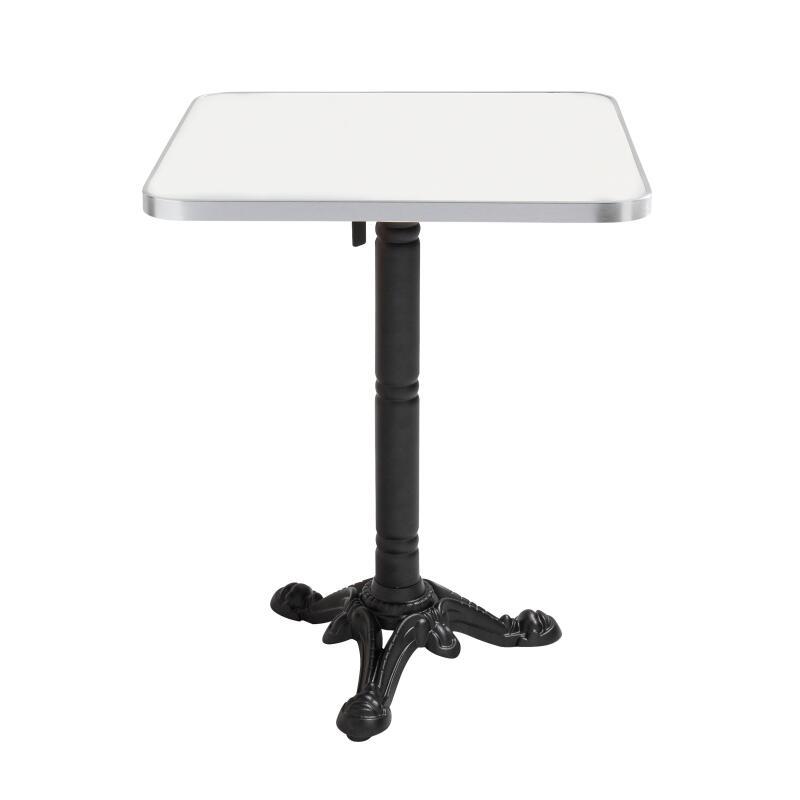 Table à manger inclinable 60 x 60 cm en contreplaqué avec revêtement stratifié et bords en aluminium