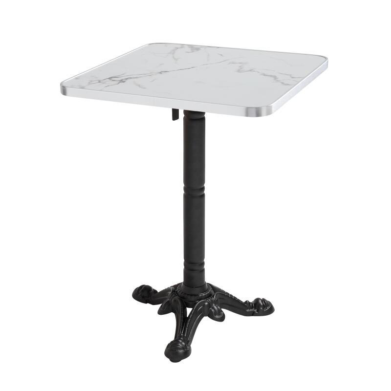 Table à manger inclinable 60 x 60 cm en contreplaqué avec revêtement stratifié et bords en aluminium