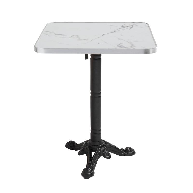 Table à manger inclinable 60 x 60 cm en contreplaqué avec revêtement stratifié et bords en aluminium