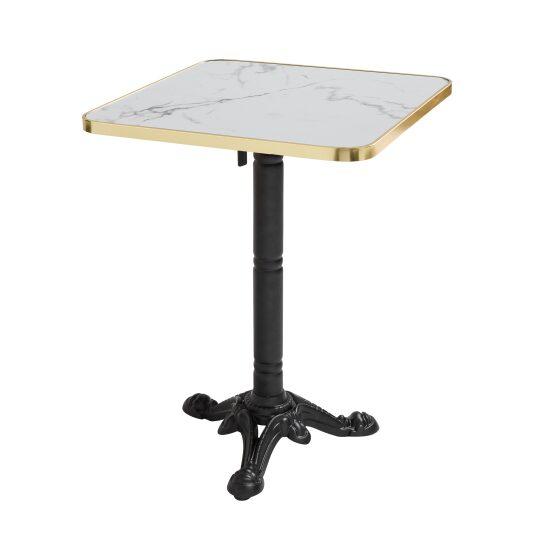Table à manger inclinable 60 x 60 cm en contreplaqué avec revêtement stratifié et bords en aluminium