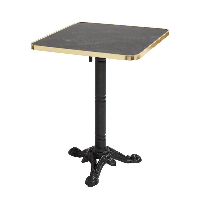 Table à manger inclinable 60 x 60 cm en contreplaqué avec revêtement stratifié et bords en aluminium