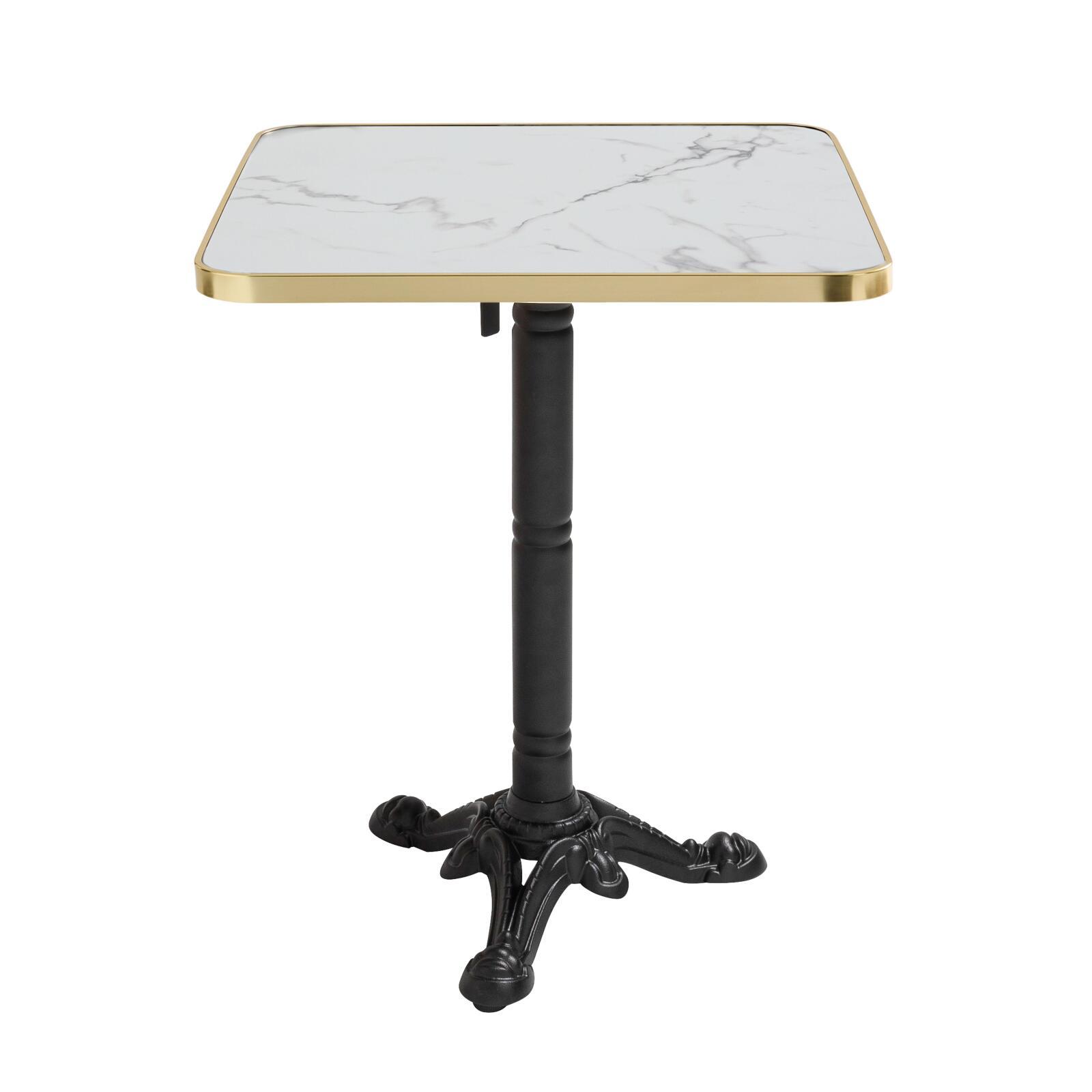 Table à manger inclinable 60 x 60 cm en contreplaqué avec revêtement stratifié et bords en aluminium