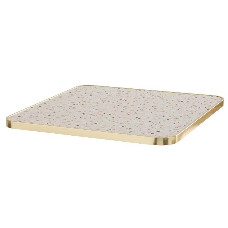 Table à manger inclinable 60 x 60 cm en contreplaqué avec revêtement stratifié et bords en aluminium