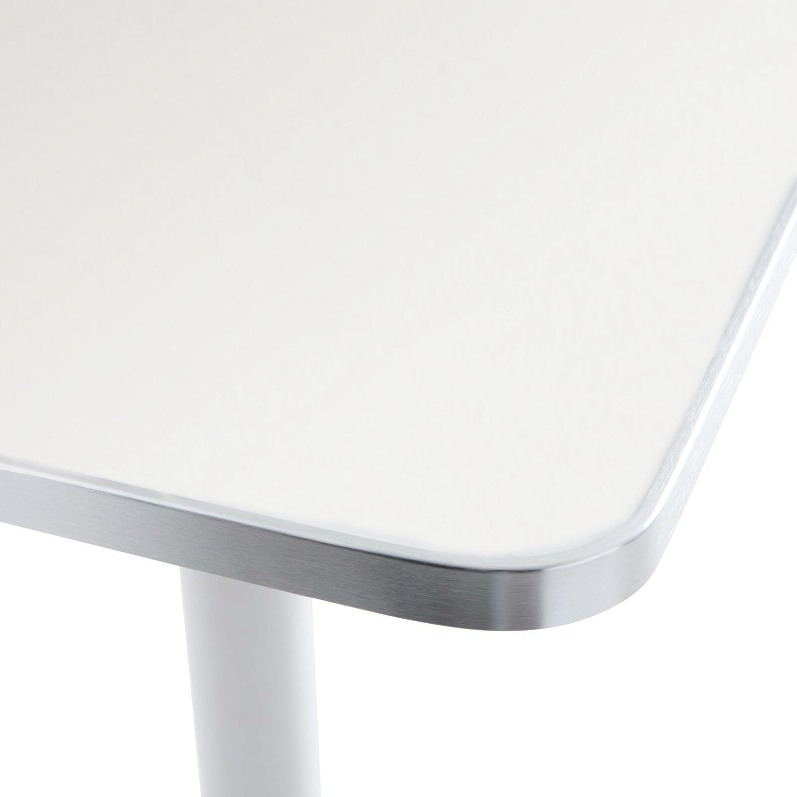 Table à manger inclinable 60 x 60 cm en contreplaqué avec revêtement stratifié et bords en aluminium