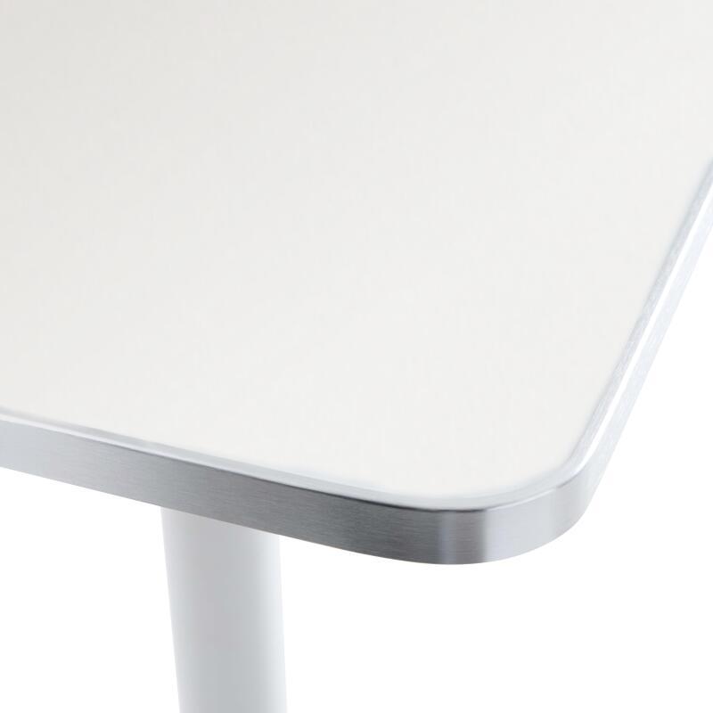Table à manger inclinable 60 x 60 cm en contreplaqué avec revêtement stratifié et bords en aluminium