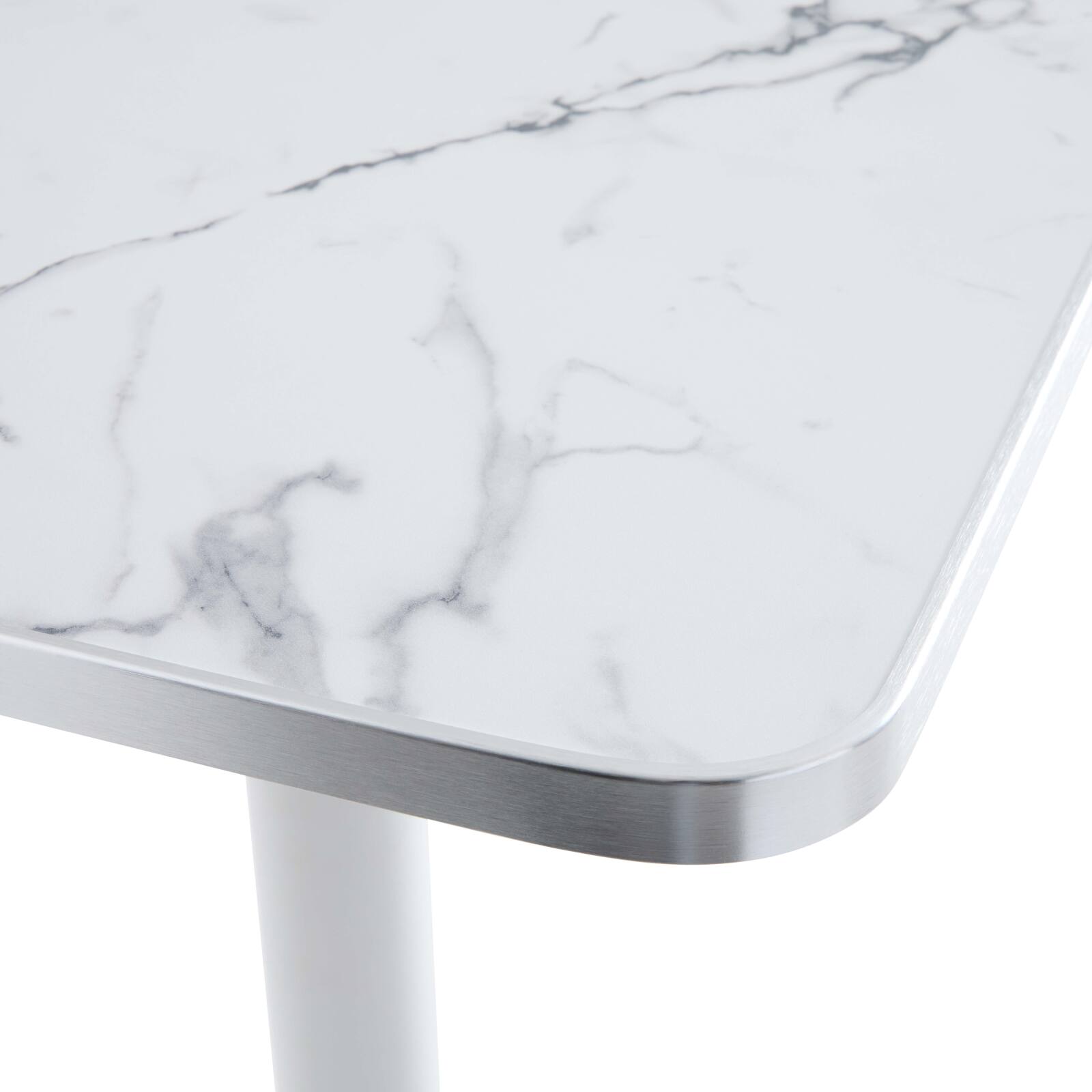 Table à manger inclinable 60 x 60 cm en contreplaqué avec revêtement stratifié et bords en aluminium