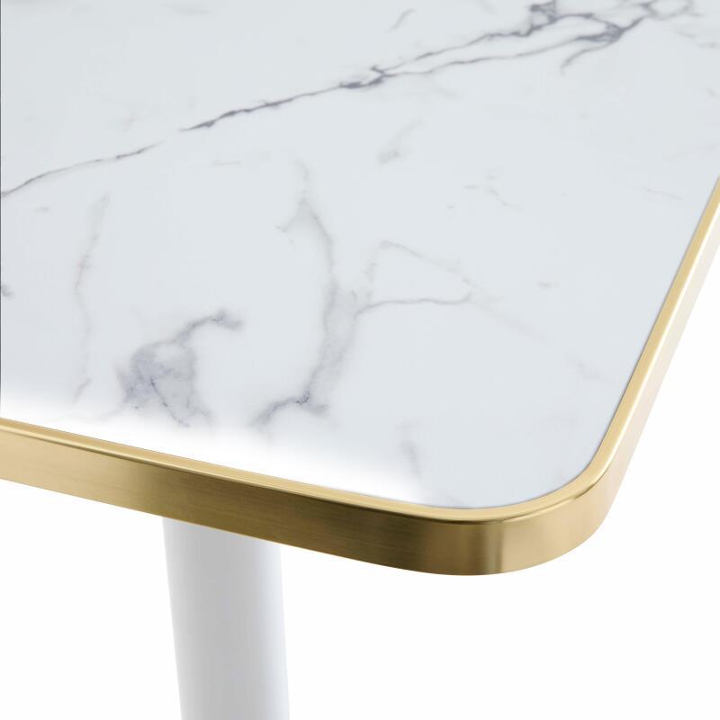 Table à manger inclinable 60 x 60 cm en contreplaqué avec revêtement stratifié et bords en aluminium