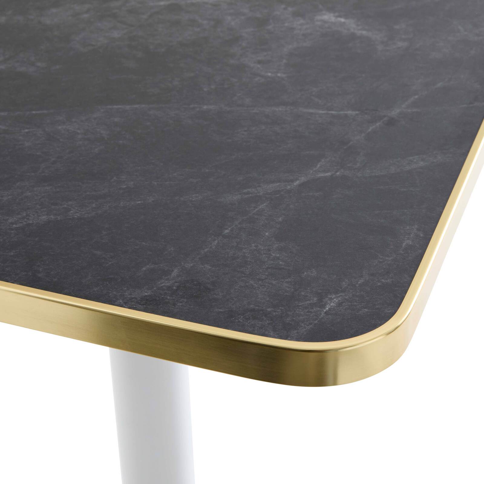Table à manger inclinable 60 x 60 cm en contreplaqué avec revêtement stratifié et bords en aluminium