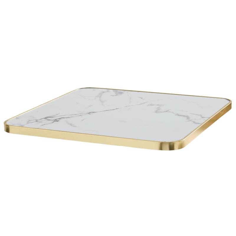Table à manger inclinable 60 x 60 cm en contreplaqué avec revêtement stratifié et bords en aluminium