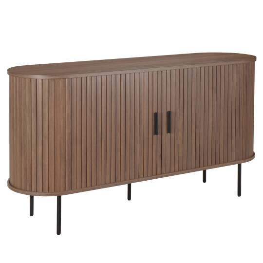Buffet effet bois et métal 2 portes effet lattes 140 cm | Oviala