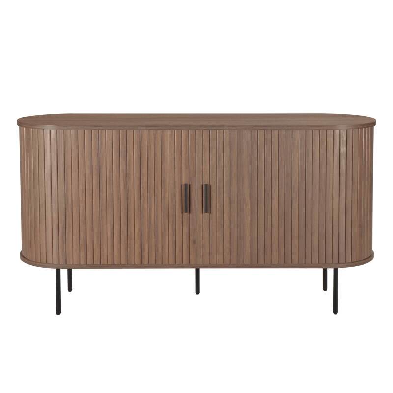 Buffet 2 portes en MDF décor mélaminé et acier 140 cm