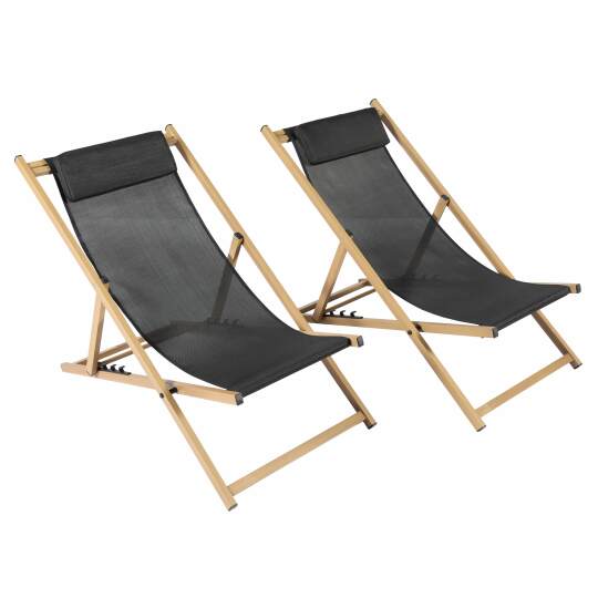 Lot de 2 chiliennes en aluminium inclinables 4 positions
