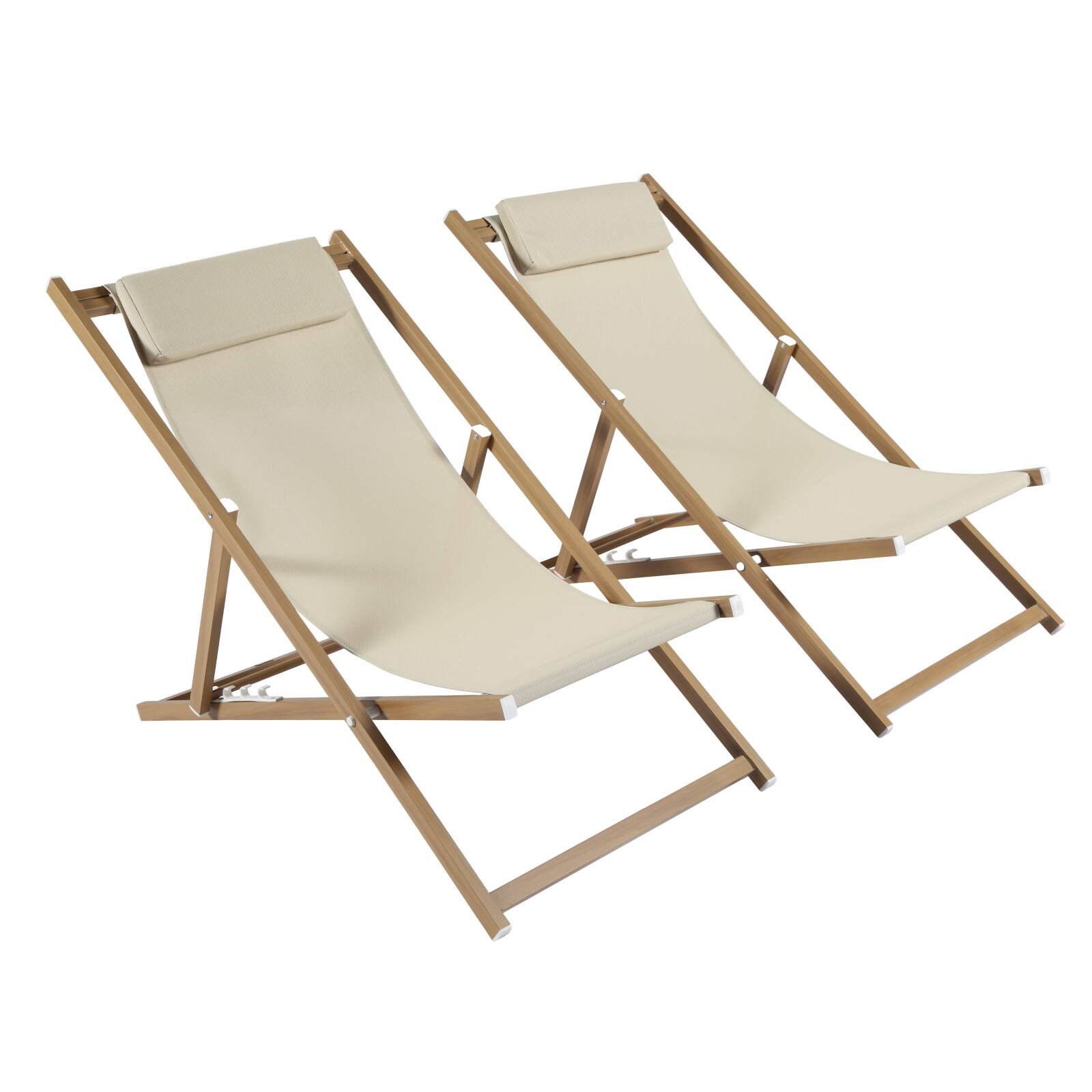 Lot de 2 chiliennes en aluminium inclinables 4 positions