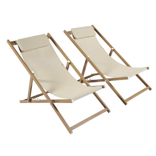 Lot de 2 chiliennes en aluminium inclinables 4 positions