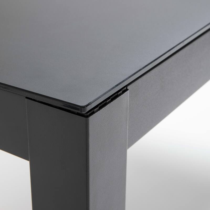 Table de jardin rectangulaire 182 x 90 cm et 8 chaises en aluminium avec plateau en verre de sécurité