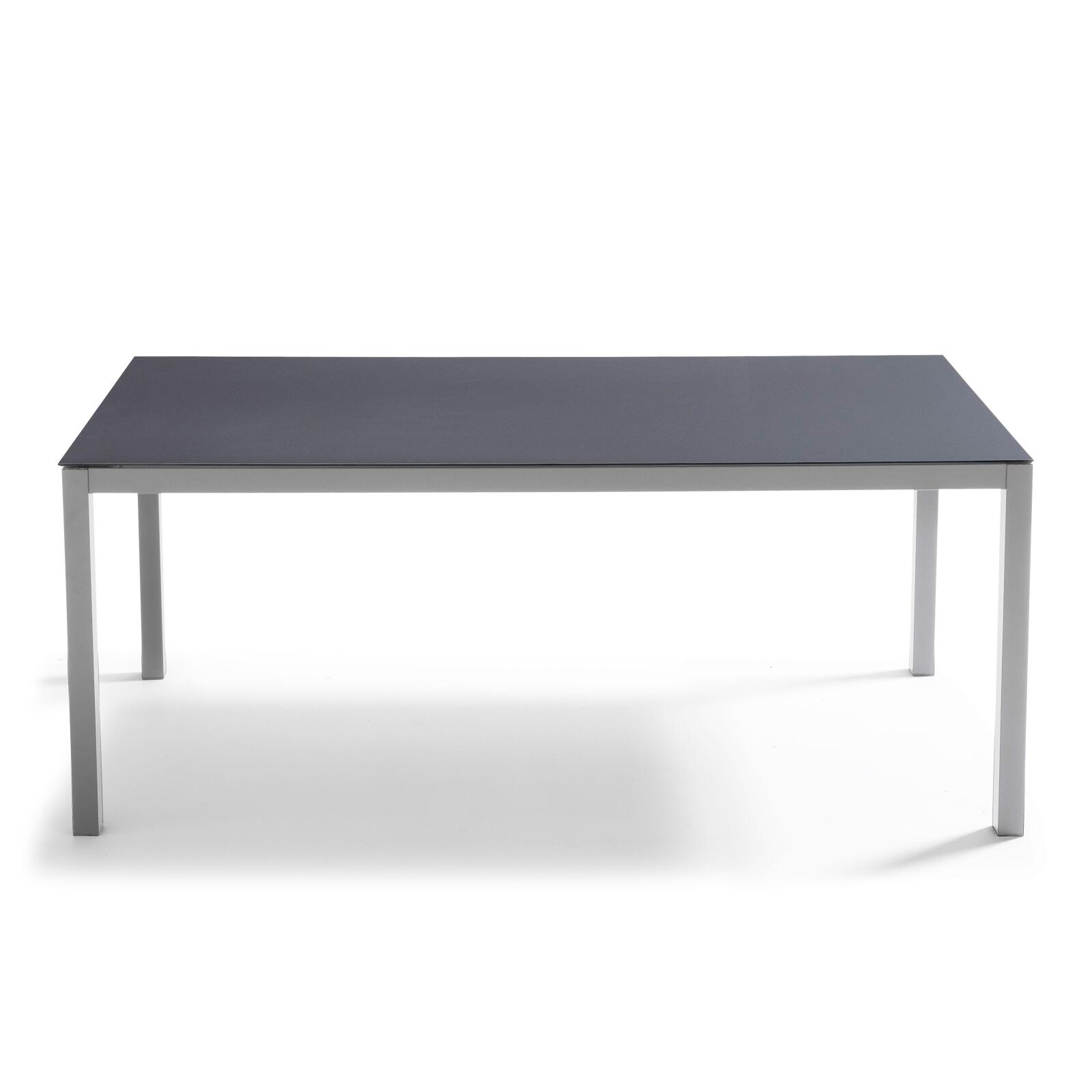 Table de jardin rectangulaire 182 x 90 cm et 8 chaises en aluminium avec plateau en verre de sécurité