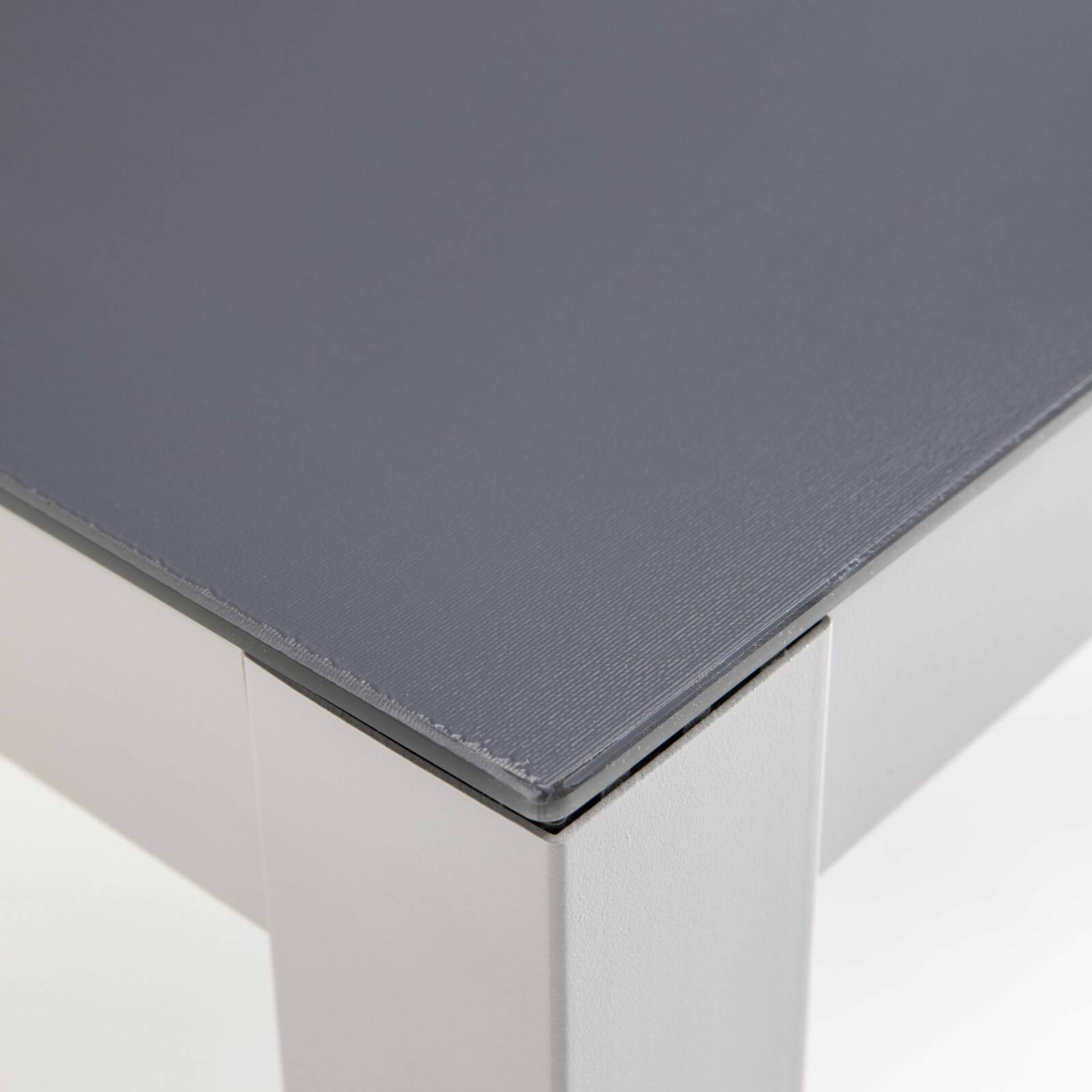 Table de jardin rectangulaire 182 x 90 cm et 8 chaises en aluminium avec plateau en verre de sécurité