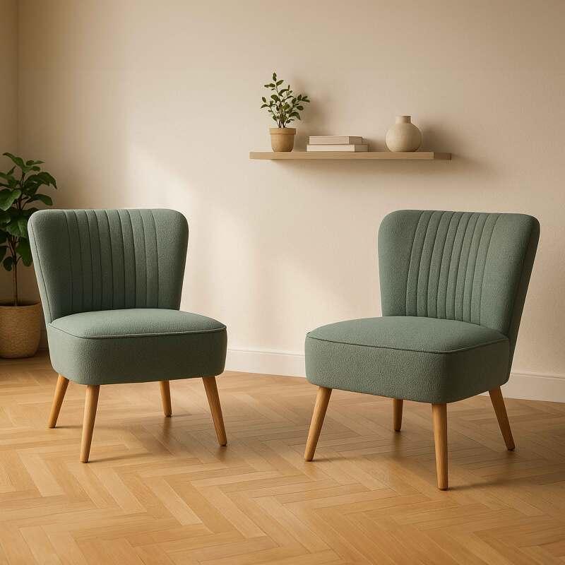 Fauteuils crapaud en tissu et bois - Lot de 2 - Ambiance