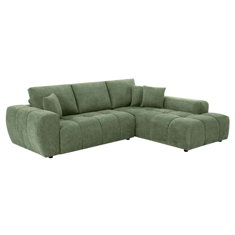 Canapé d'angle avec méridienne droit en polyester côtelé 3 places