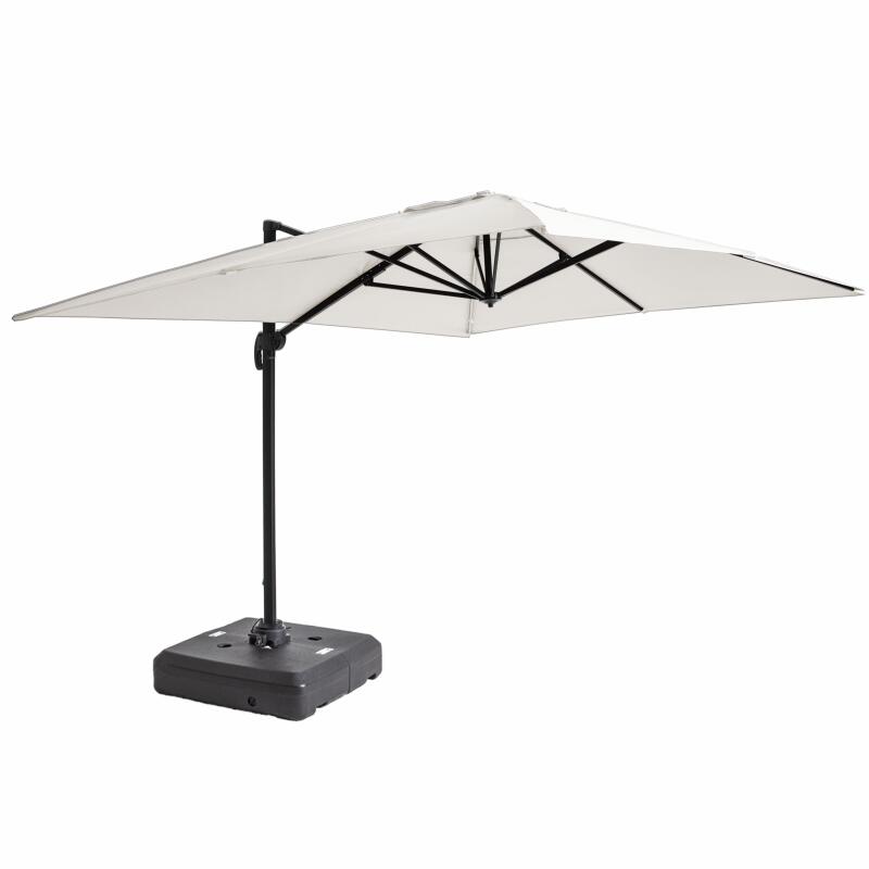Parasol déporté rotatif 360° (4x3m) et dalle à lester sur roues 100L