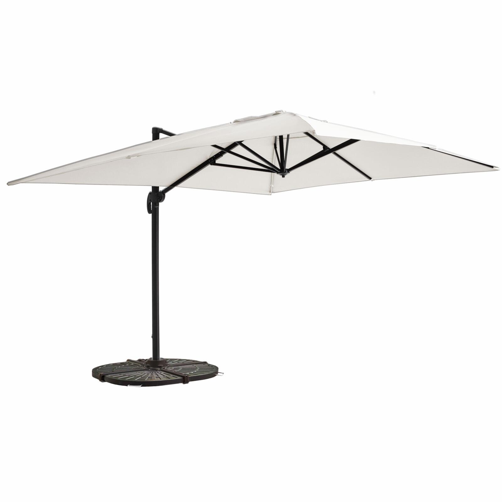 Parasol déporté inclinable et rotatif 360° (4 x 3 m) et 4 dalles lestées