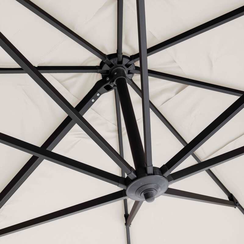 Parasol déporté inclinable et rotatif 360° (4 x 3 m) et 4 dalles lestées