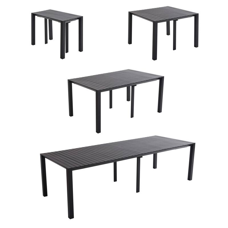 Table de jardin extensible rectangulaire (52/260 cm) et 8 chaises en aluminium