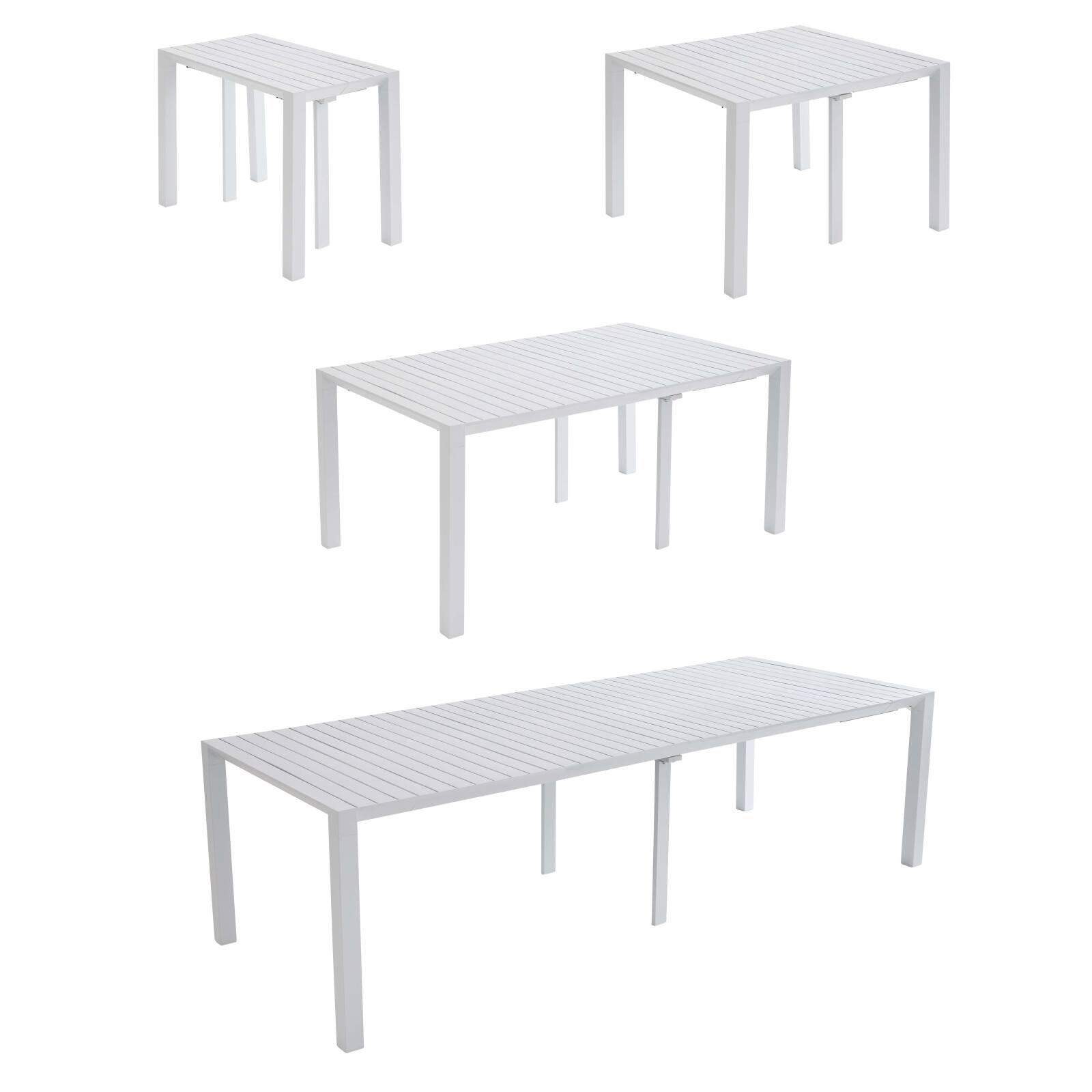 Table de jardin extensible rectangulaire (52/260 cm) et 8 chaises en aluminium