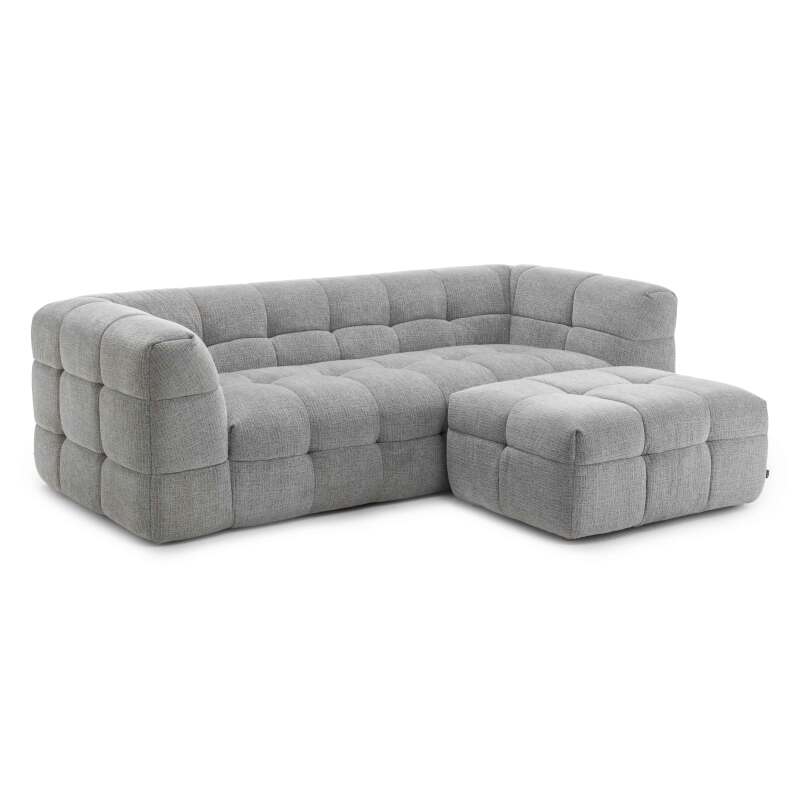 Canapé 3 places en polyester avec pouf