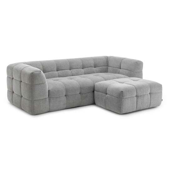 Canapé 3 places en tissu avec pouf | Oviala