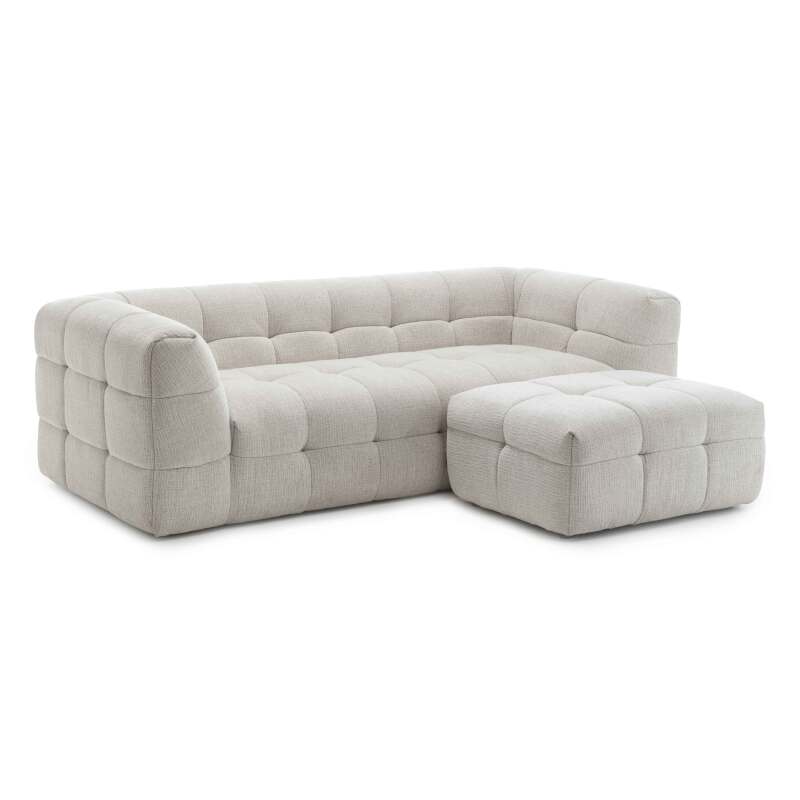 Canapé 3 places en polyester avec pouf