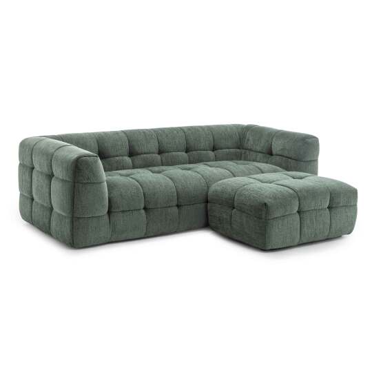 Canapé 3 places en polyester avec pouf