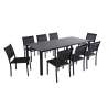 Table de jardin extensible en aluminium 52/260x100 cm et 8 chaises en textilène