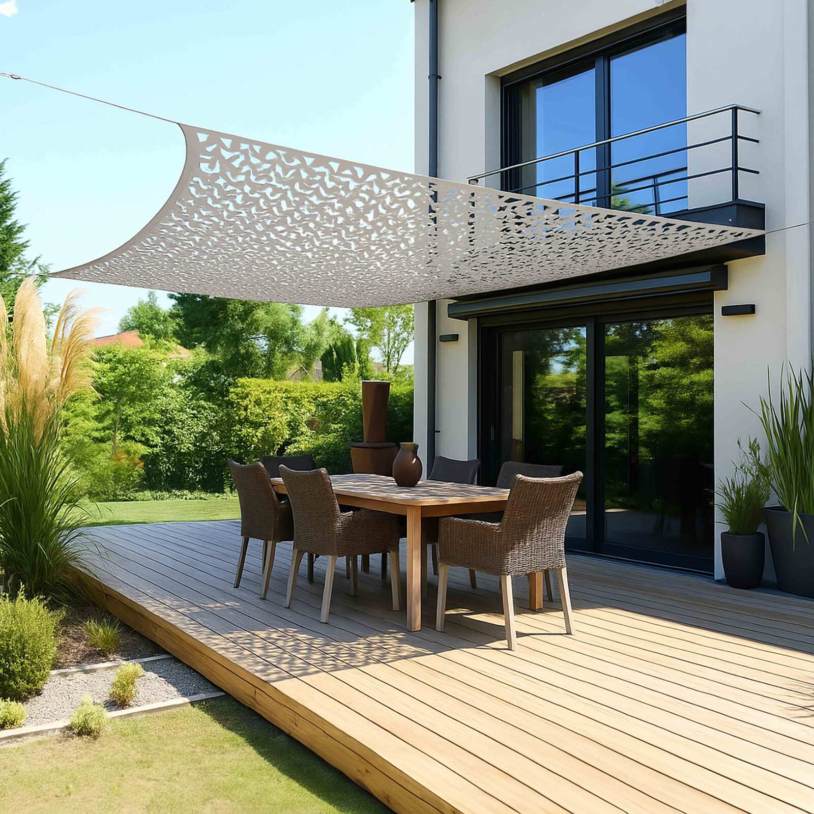 Voile d'ombrage ajourée réversible rectangulaire 3 x 4 m