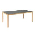 Table de jardin rectangulaire en aluminium effet bois avec plateau en verre trempé (180 x 90 x 74 cm)