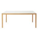 Table de jardin rectangulaire en aluminium effet bois avec plateau en verre trempé (180 x 90 x 74 cm)