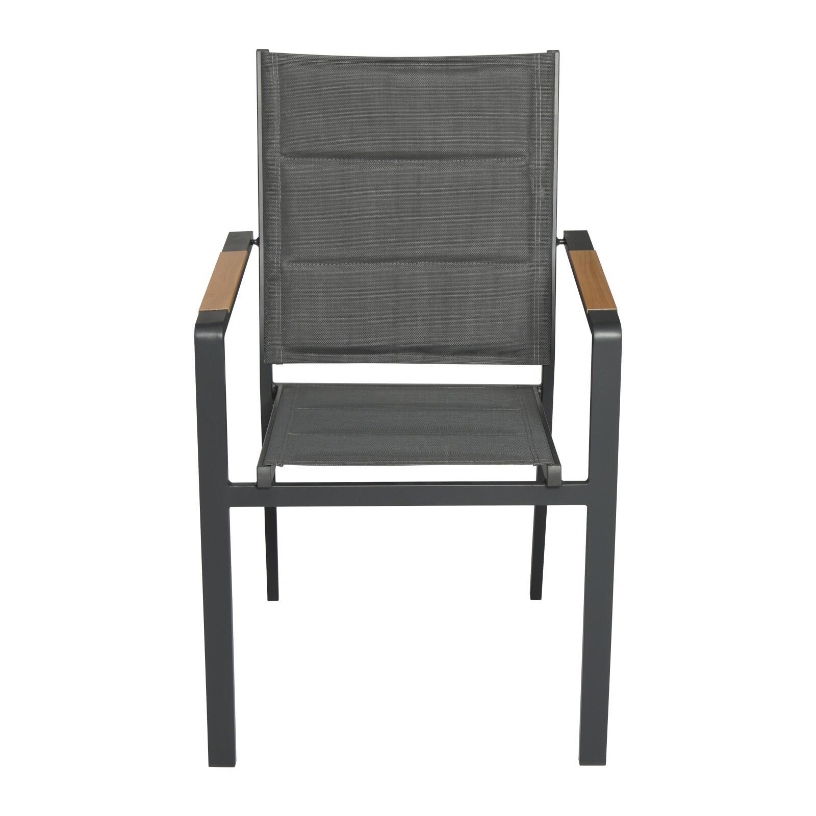 Chaise de jardin en aluminium et textilène avec accoudoirs - Lot de 2