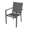 Chaise de jardin en aluminium et textilène avec accoudoirs - Lot de 2