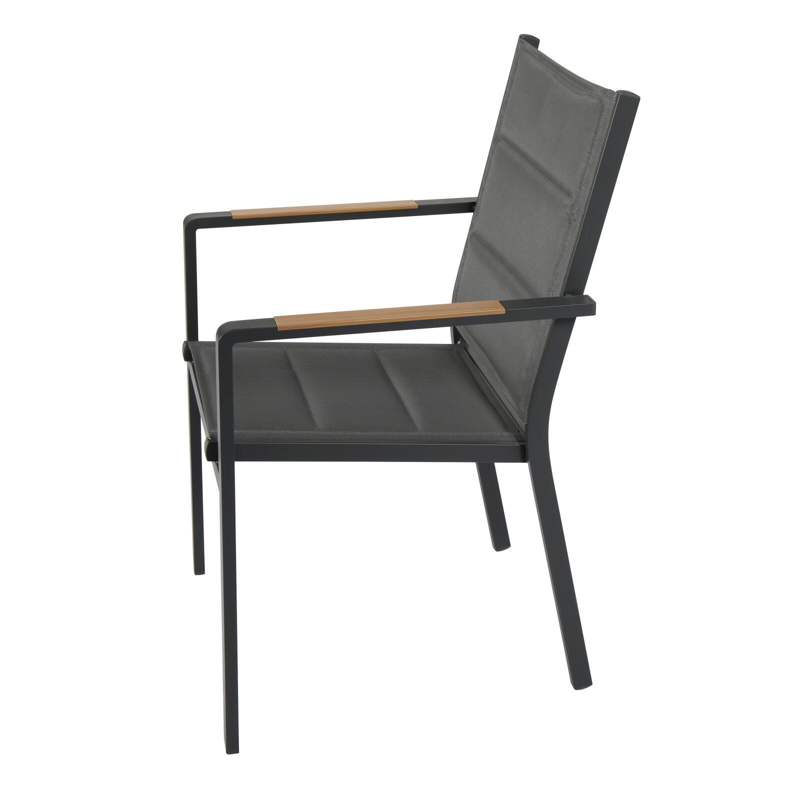 Chaise de jardin en aluminium et textilène avec accoudoirs - Lot de 2