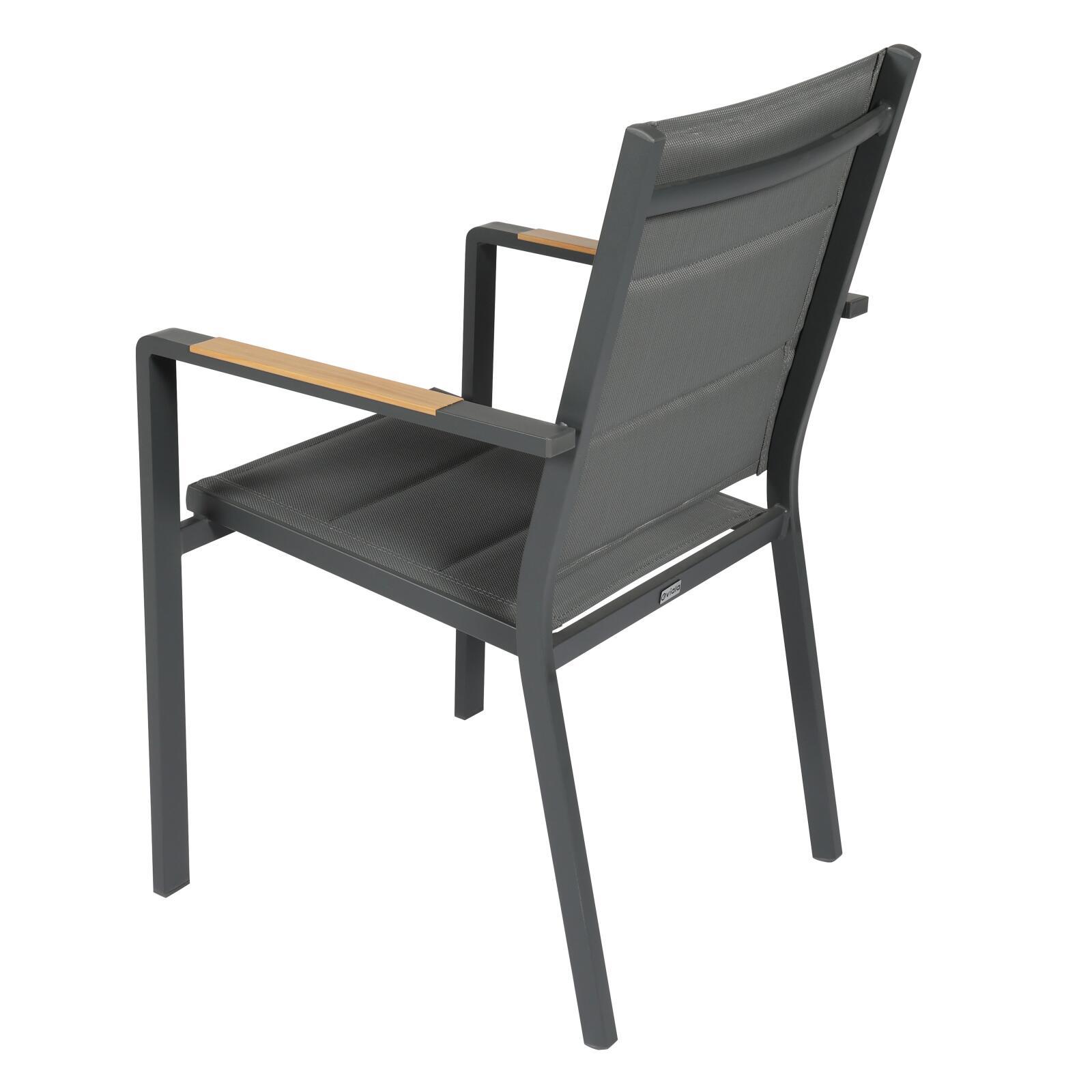 Chaise de jardin en aluminium et textilène avec accoudoirs - Lot de 2