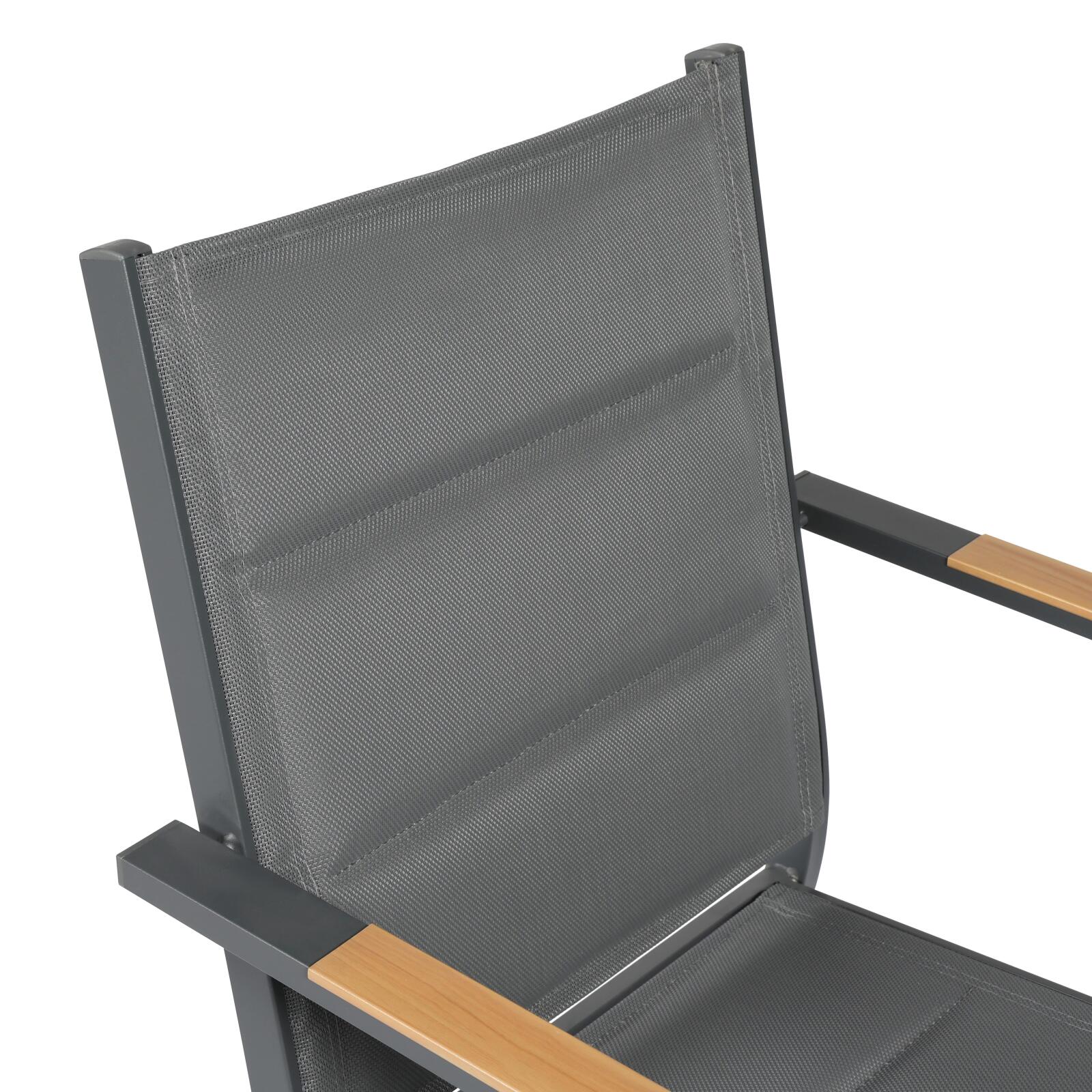 Chaise de jardin en aluminium et textilène avec accoudoirs - Lot de 2