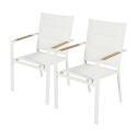 Chaise de jardin en aluminium et textilène avec accoudoirs - Lot de 2