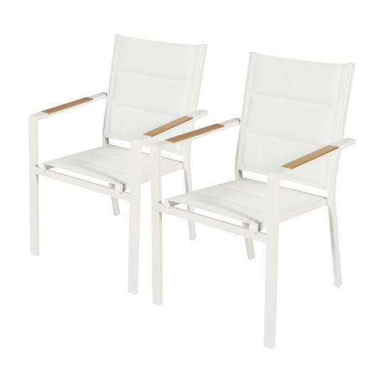Chaise de jardin en aluminium et textilène avec accoudoirs - Lot de 2 | Oviala