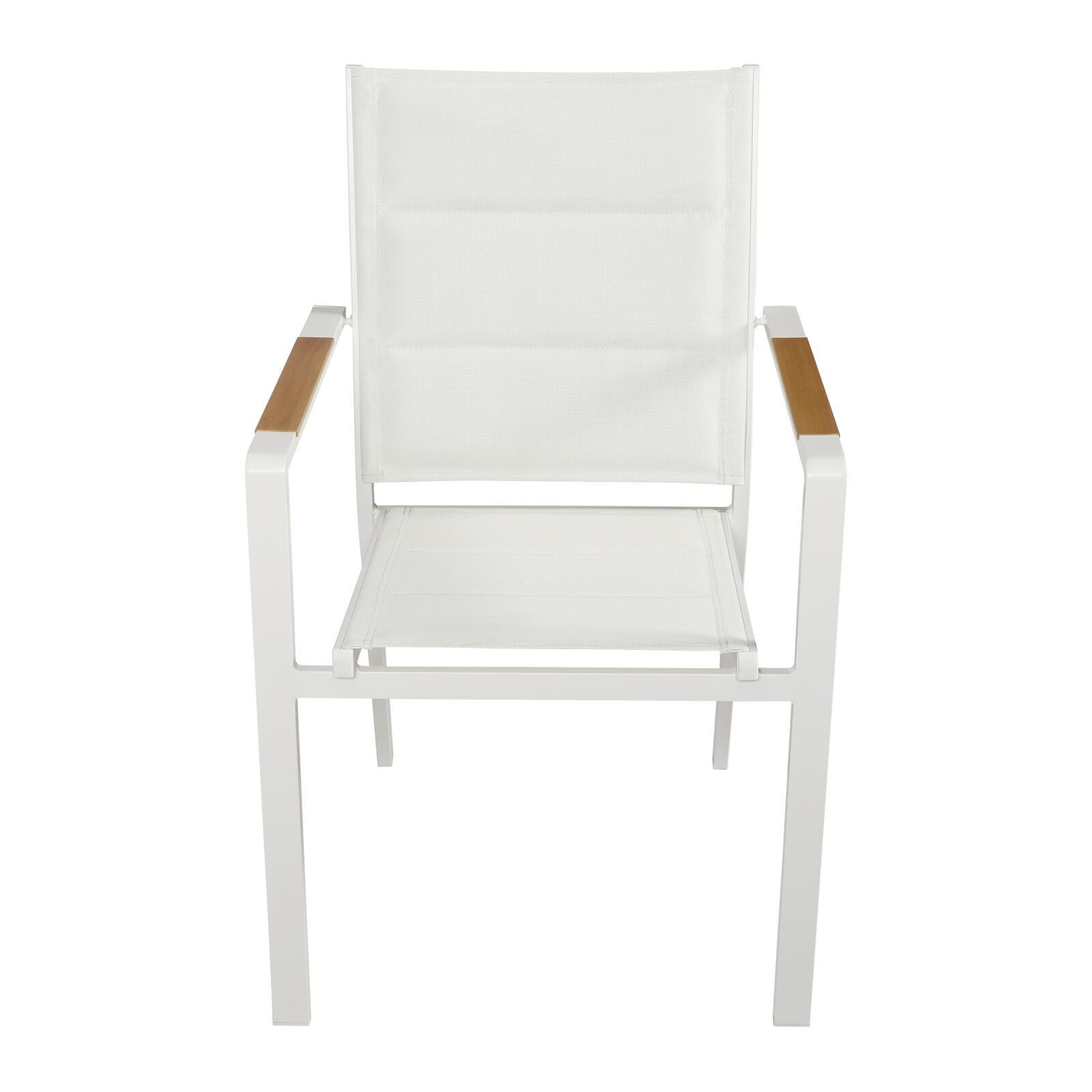 Chaise de jardin en aluminium et textilène avec accoudoirs - Lot de 2