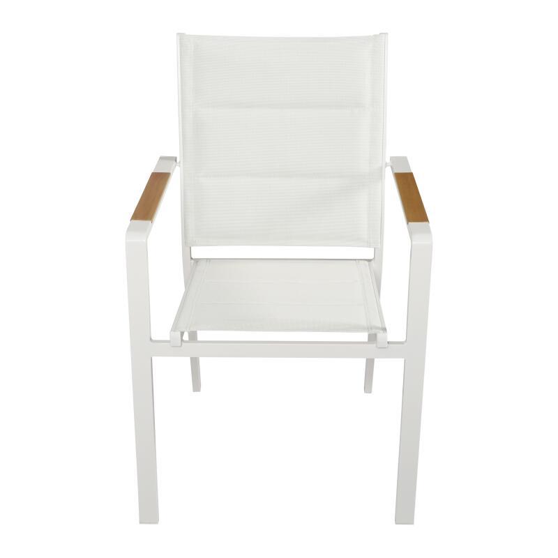 Chaise de jardin en aluminium et textilène avec accoudoirs - Lot de 2