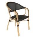 Chaise de jardin style bistrot parisien en aluminium et rotin synthétique