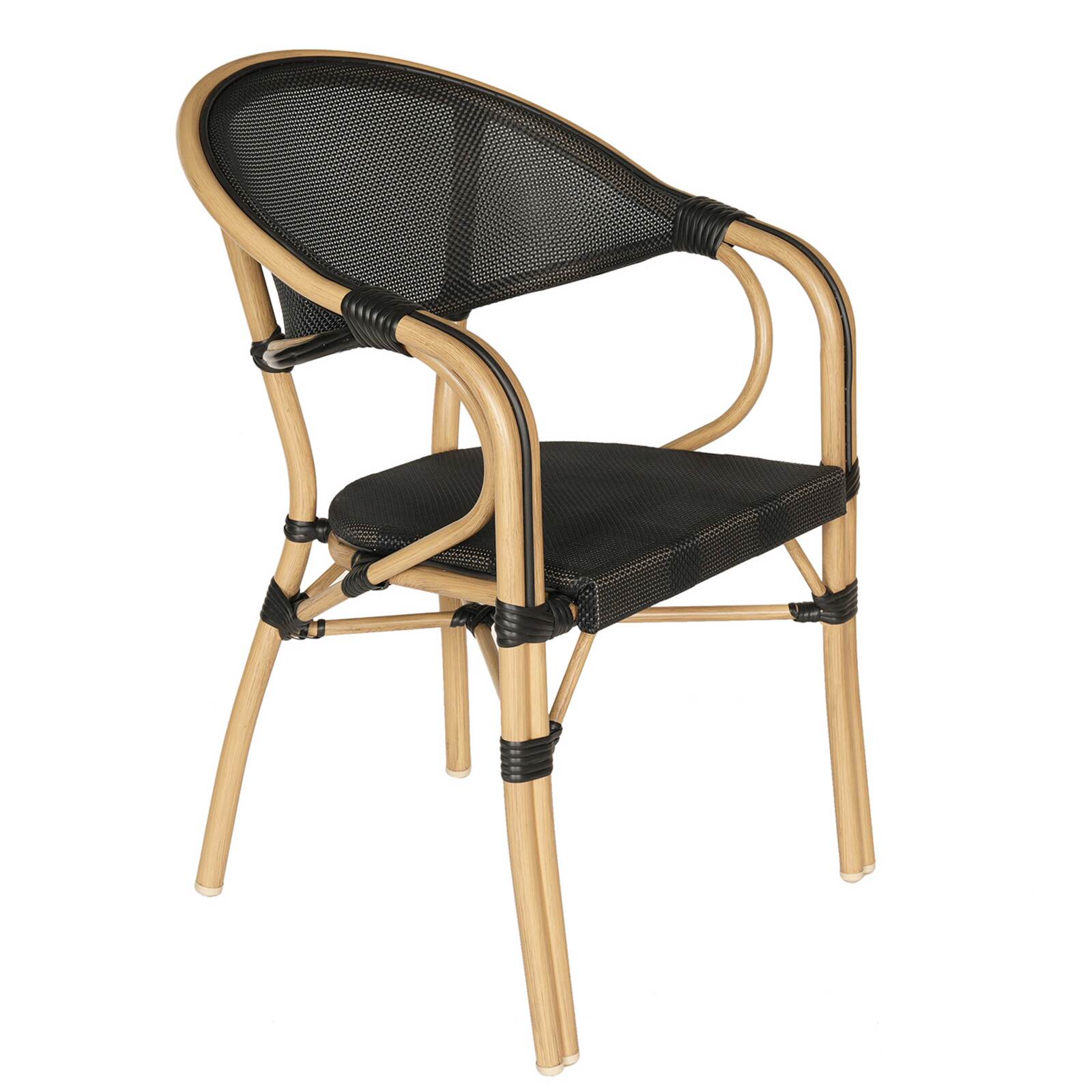 Chaise de jardin style bistrot parisien en aluminium et rotin synthétique Chaise de jardin style bistrot parisien en aluminium et rotin synthétique