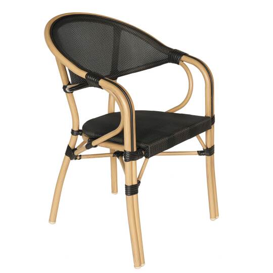 Chaise de jardin style bistrot parisien en aluminium et rotin synthétique | Oviala