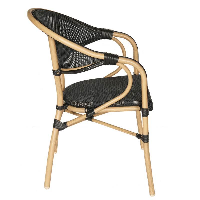 Chaise de jardin style bistrot parisien en aluminium et rotin synthétique (3/6)