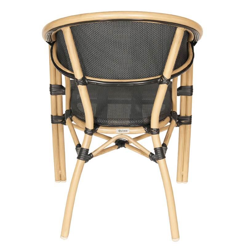 Chaise de jardin style bistrot parisien en aluminium et rotin synthétique (4/6)